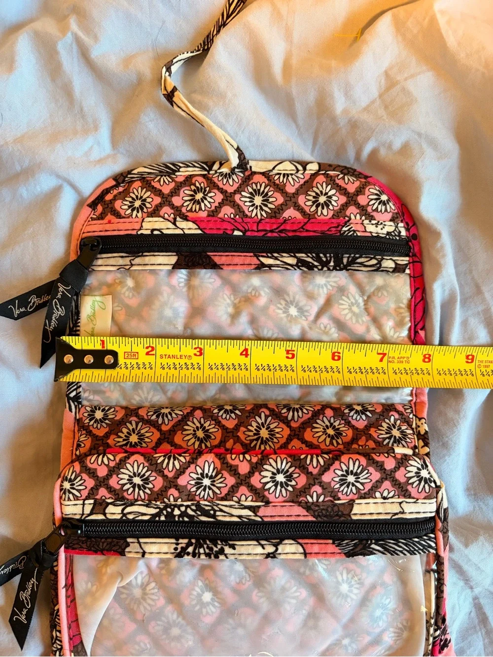 Vera Bradley Mocha Rouge pink floral travel jewelry organizer